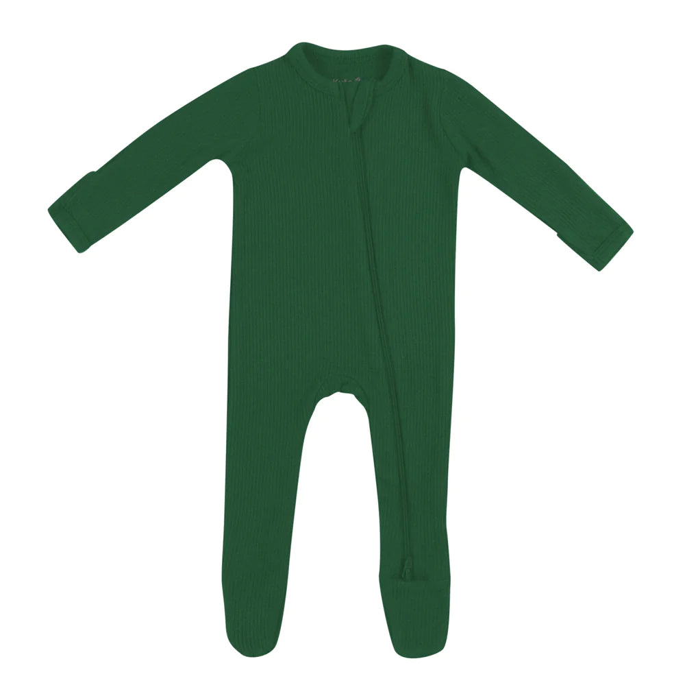 Kyte Baby Ribbed Zippered Romper - Forest
