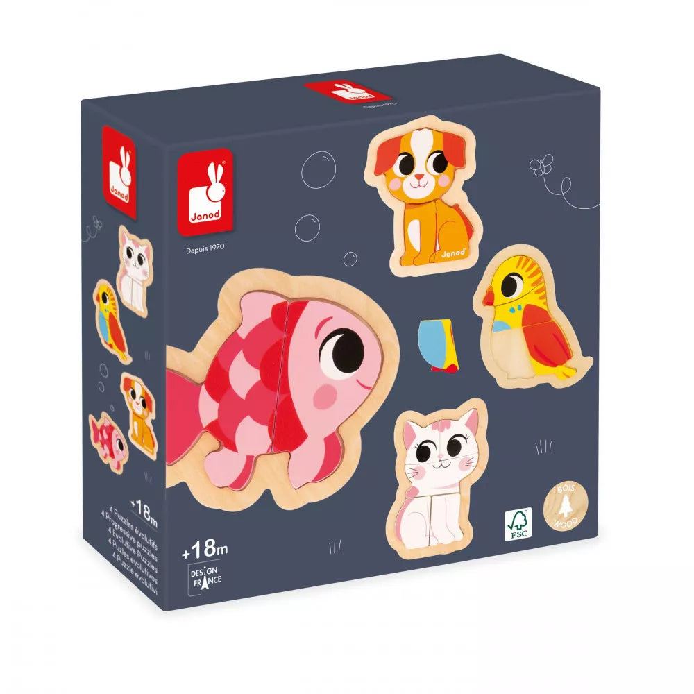 Janod 4 Progressive Puzzles - Pet Janod 4 Progressive Puzzles - Pet