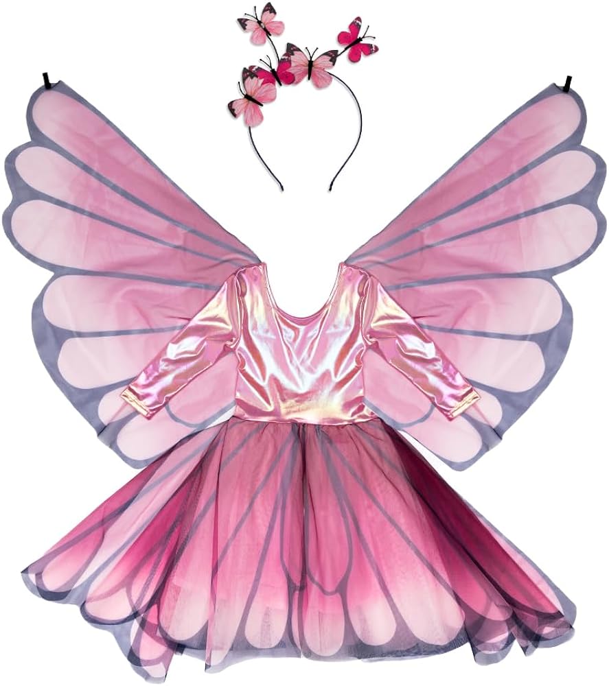 Great Pretenders Butterfly Twirl Dress with Wings & Headband - Pink