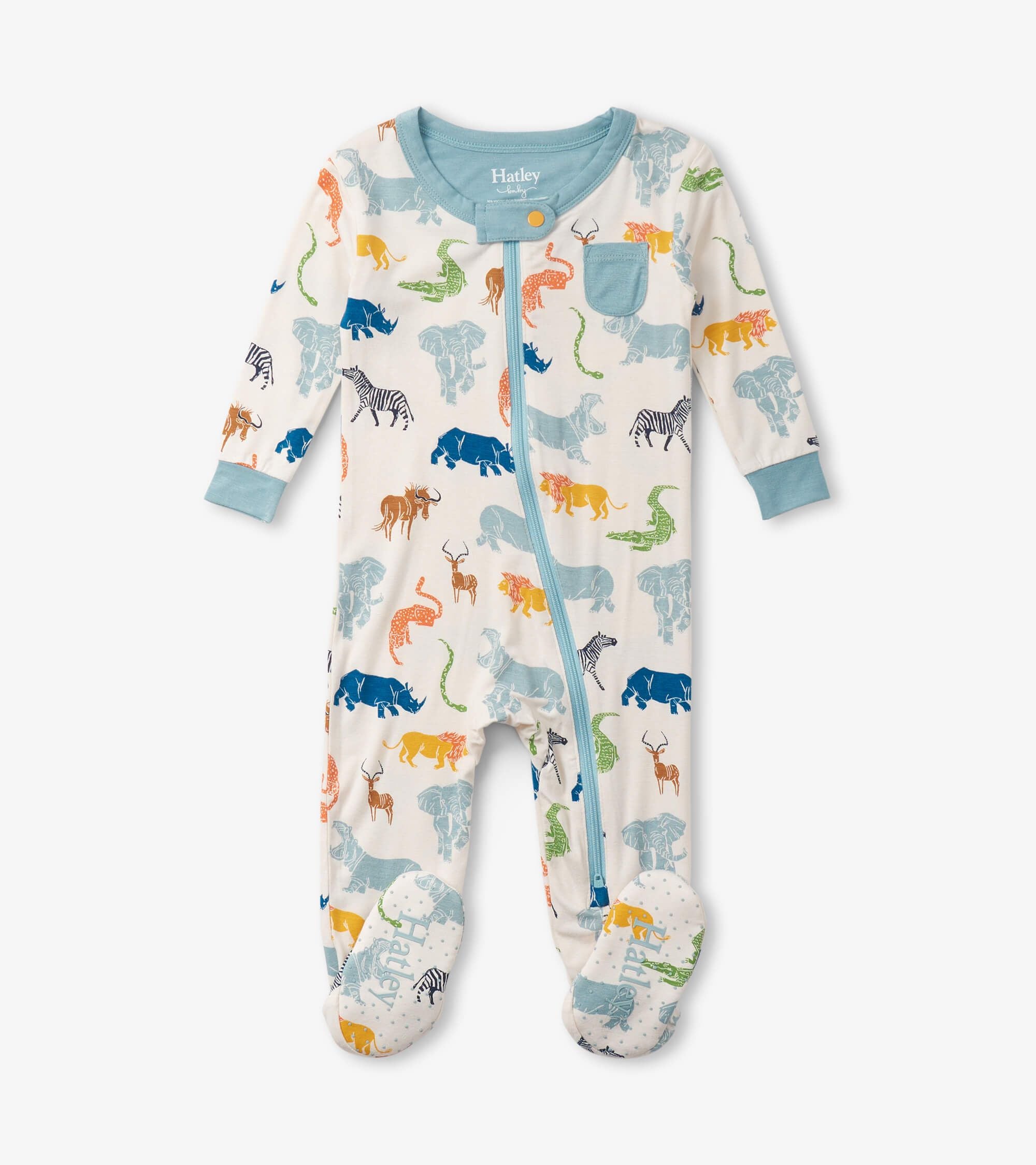 Hatley Baby Bamboo Coverall - Scratchy Safari Hatley Baby Bamboo Coverall - Scratchy Safari