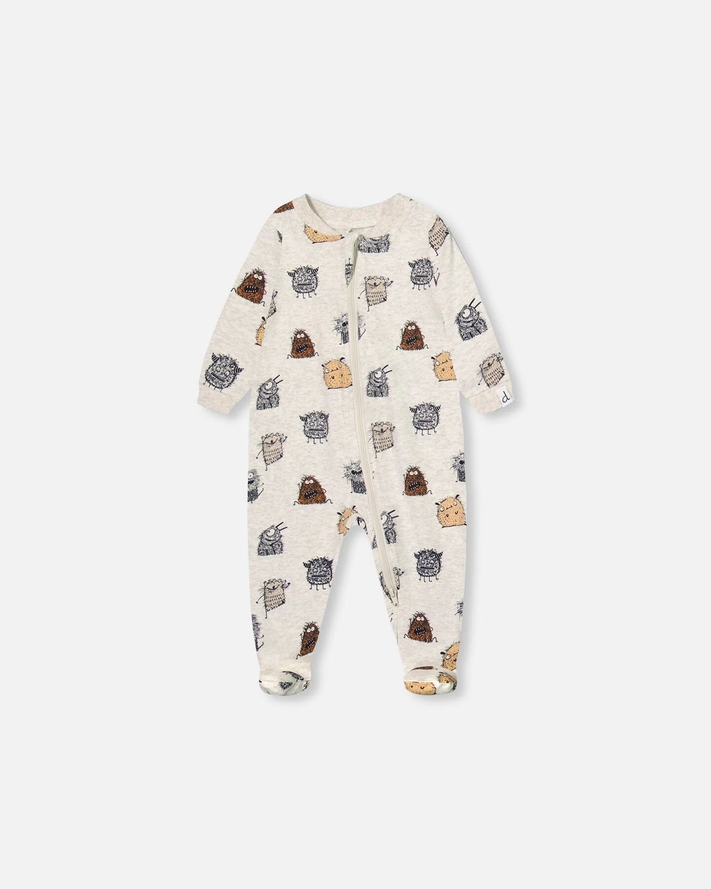 Deux Par Deux Organic Cotton One Piece Pajama - Printed Monsters Deux Par Deux Organic Cotton One Piece Pajama - Printed Monsters