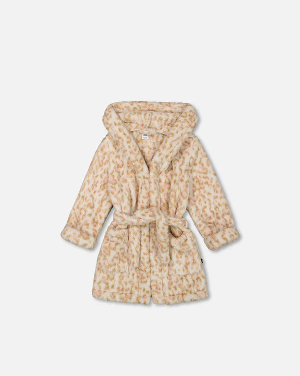 Deux Par Deux Plush Bathrobe - Leopard Print Deux Par Deux Plush Bathrobe - Leopard Print