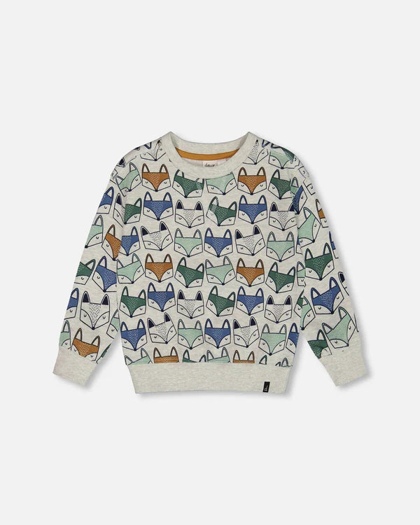 Deux Par Deux Fleece Sweatshirt - Printed Fox Deux Par Deux Fleece Sweatshirt - Printed Fox