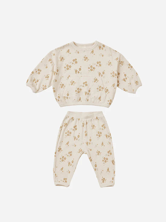 Quincy Mae Waffle Top + Pant Slouch Set - Honey Flower Quincy Mae Waffle Top + Pant Slouch Set - Honey Flower
