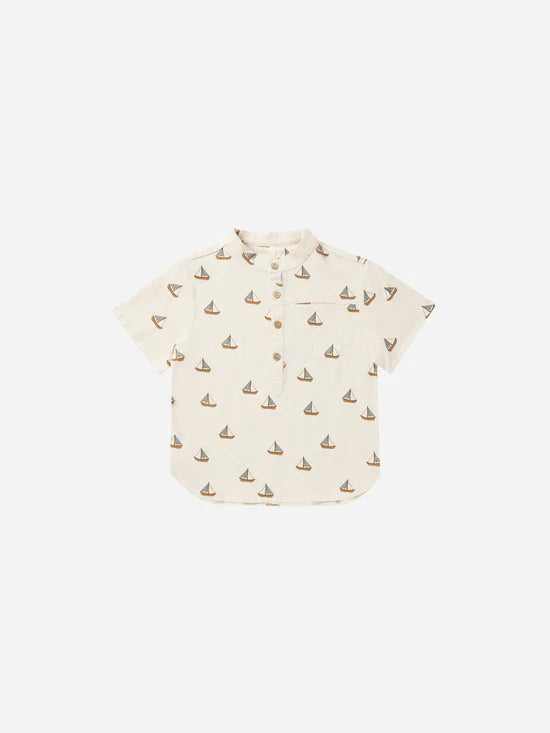 Rylee and Cru Short Sleeve Mason Shirt - Sailboats Rylee and Cru Short Sleeve Mason Shirt - Sailboats