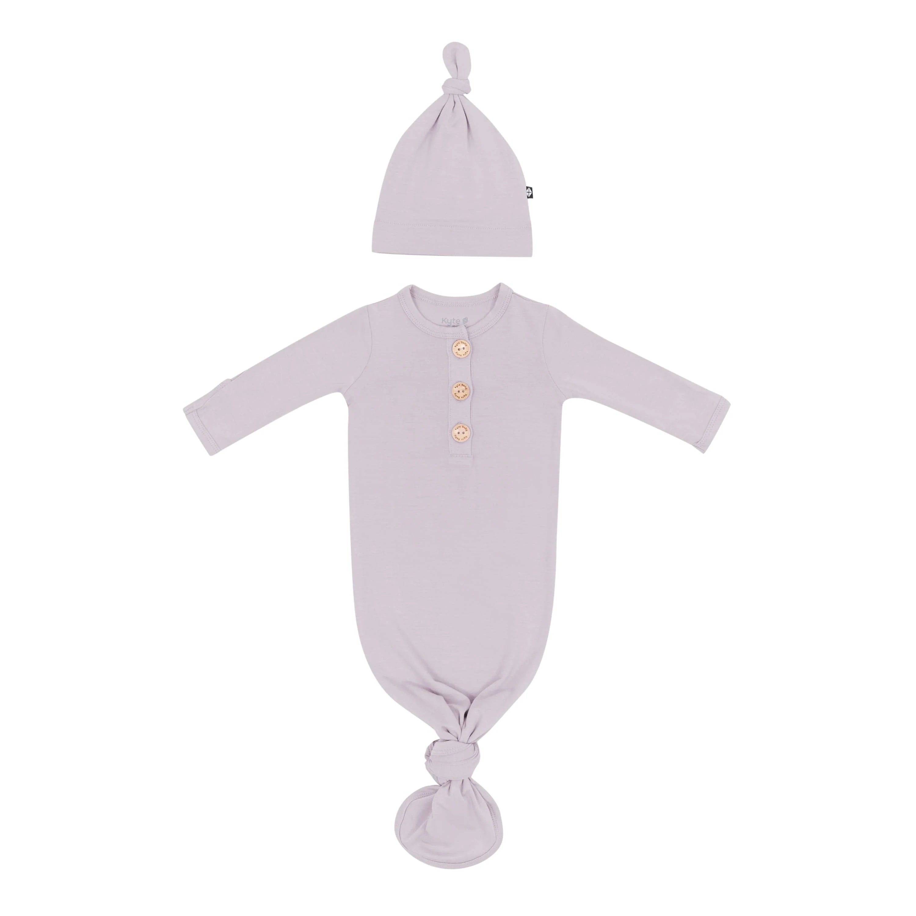 Kyte Baby Knotted Gown with Hat Set - Wisteria Kyte Baby Knotted Gown with Hat Set - Wisteria