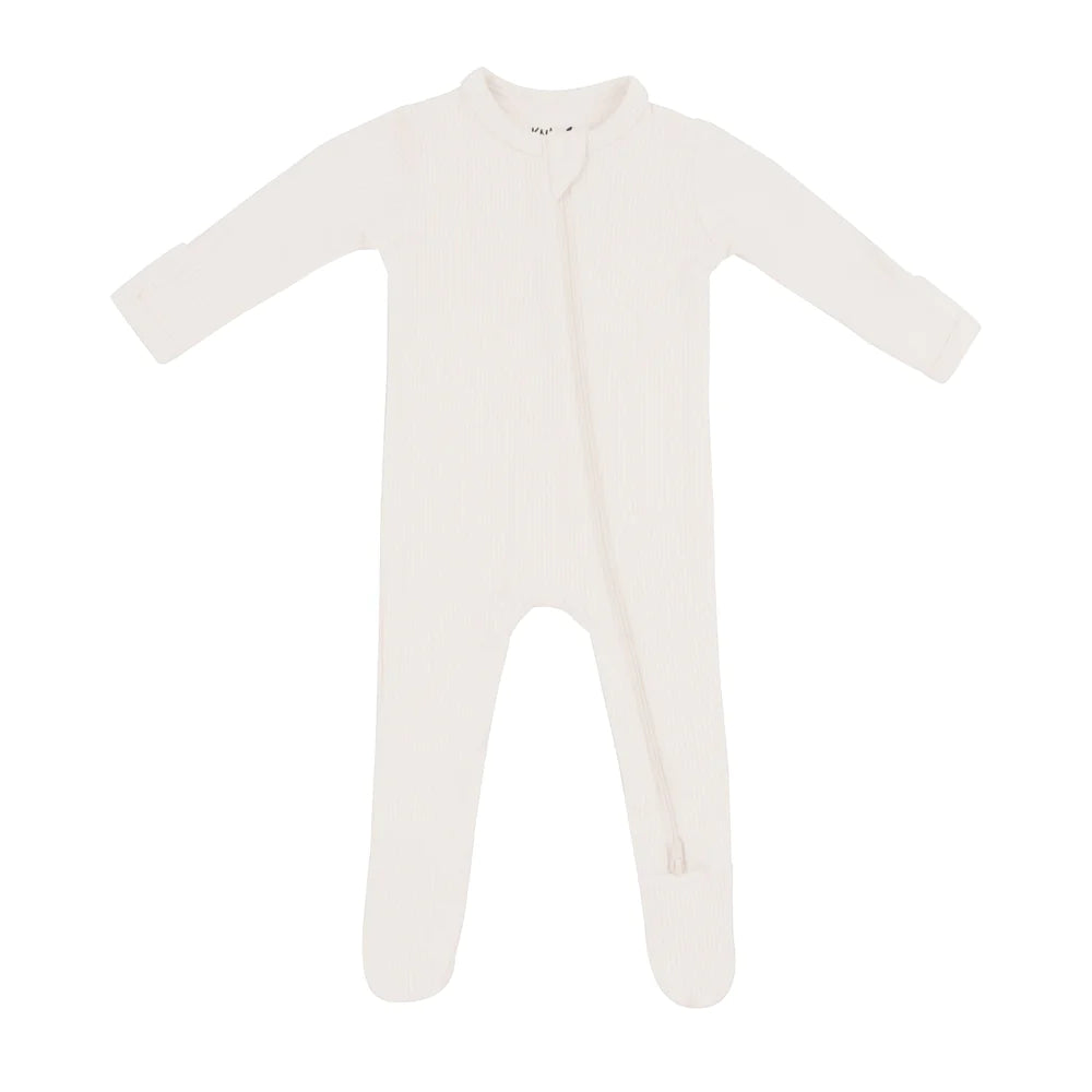 Kyte Baby Ribbed Zippered Footie - Oat Kyte Baby Ribbed Zippered Footie - Oat