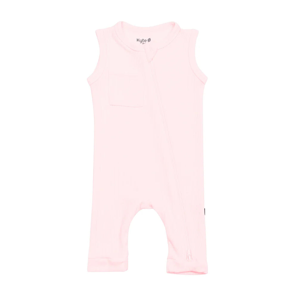 Kyte Baby Ribbed Zippered Sleeveless Romper - Sakura Kyte Baby Ribbed Zippered Sleeveless Romper - Sakura
