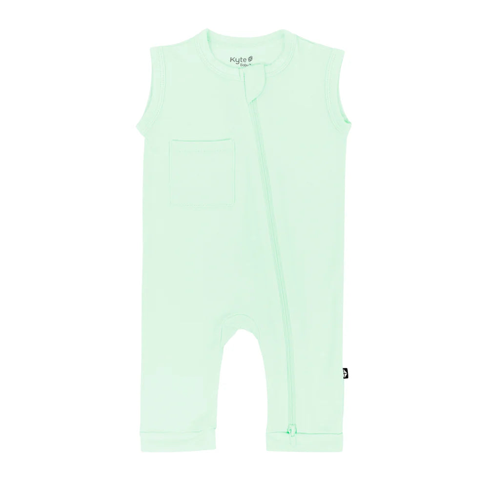 Kyte Baby Sleeveless Zippered Romper - Mint Kyte Baby Sleeveless Zippered Romper - Mint