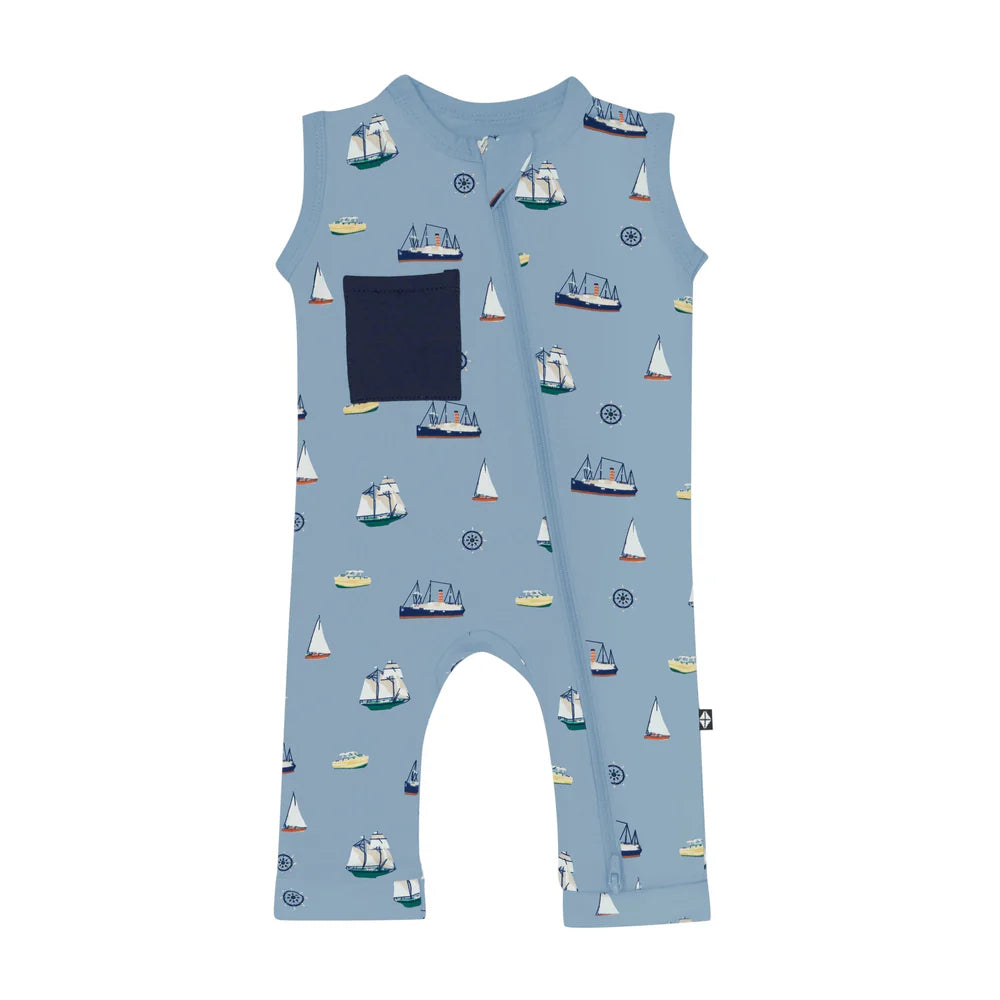 Kyte Baby Zippered Sleeveless Romper - Vintage Boats Kyte Baby Zippered Sleeveless Romper - Vintage Boats