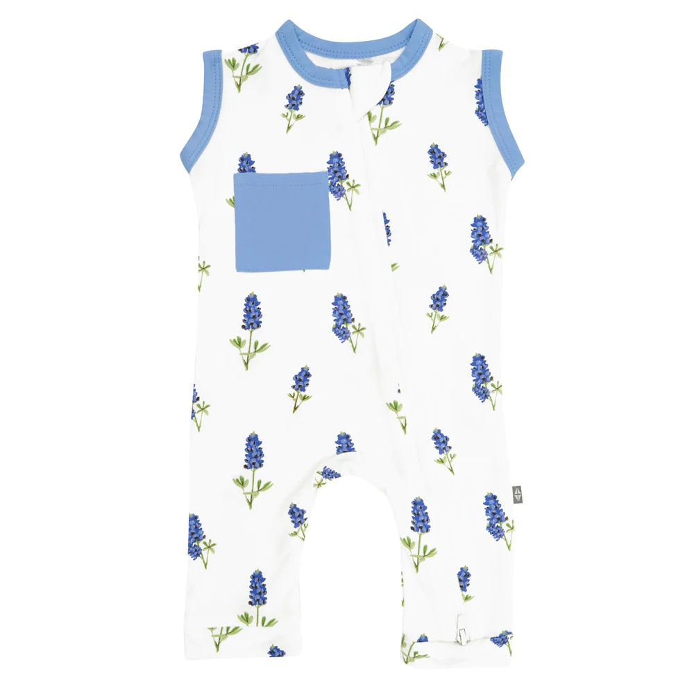 Kyte Baby Zippered Sleeveless Romper - Periwinkle Bluebonnet Kyte Baby Zippered Sleeveless Romper - Periwinkle Bluebonnet