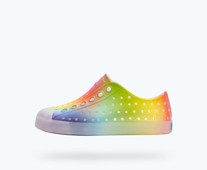 Native Jefferson Print Shoes - Shell White/ Translucent/ Rainbow Blur