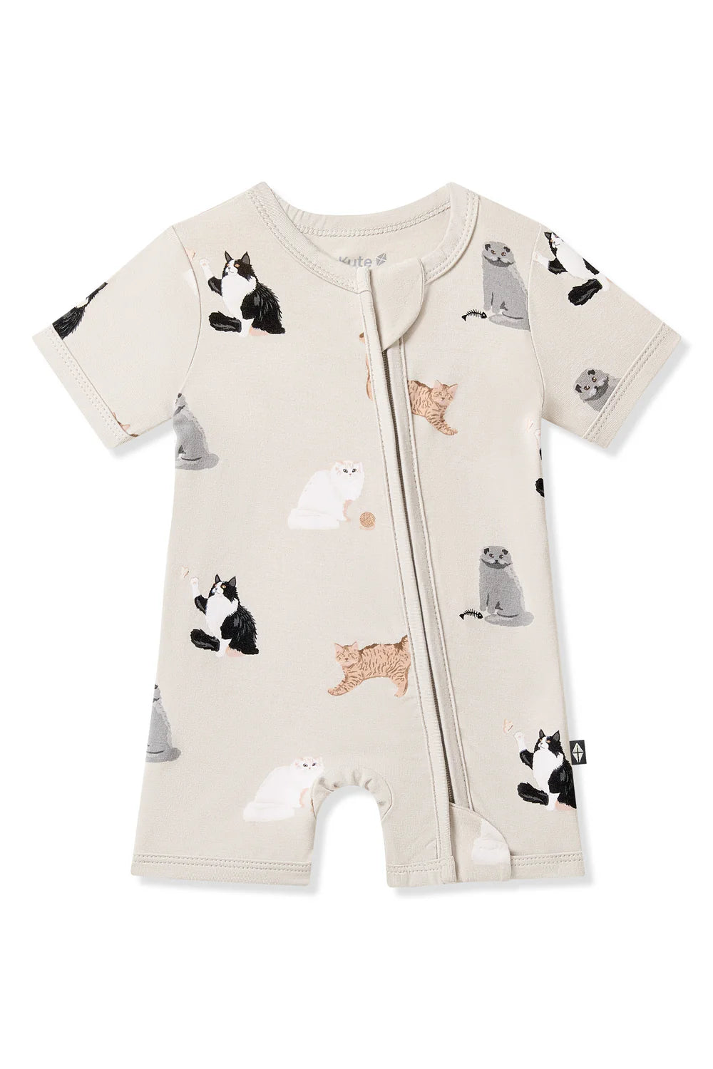 Kyte Baby Zippered Shortall Romper - Fluffy Cat