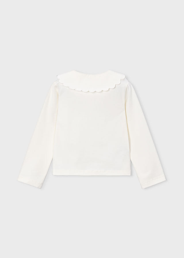 Mayoral Scalloped Collar Polo Shirt - Natural