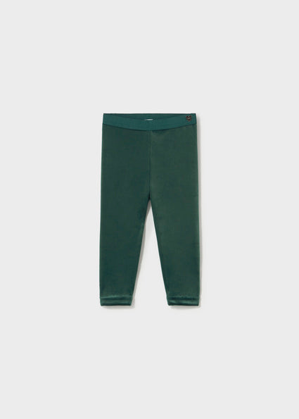 Mayoral Baby Basic Velvet Leggings - Nenufar Green