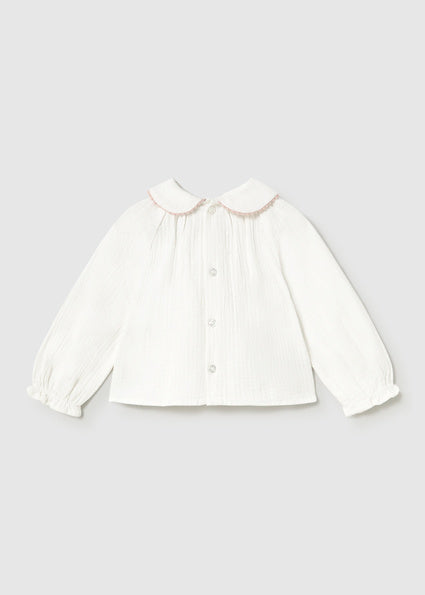 Mayoral Long Sleeve Textured Blouse - Cream