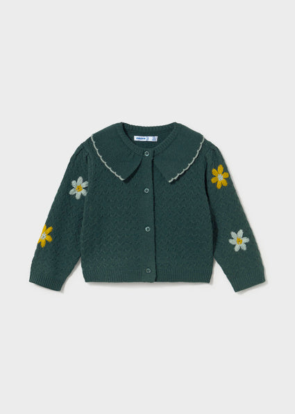 Mayoral Knit Floral Cardigan - Nenufar Green