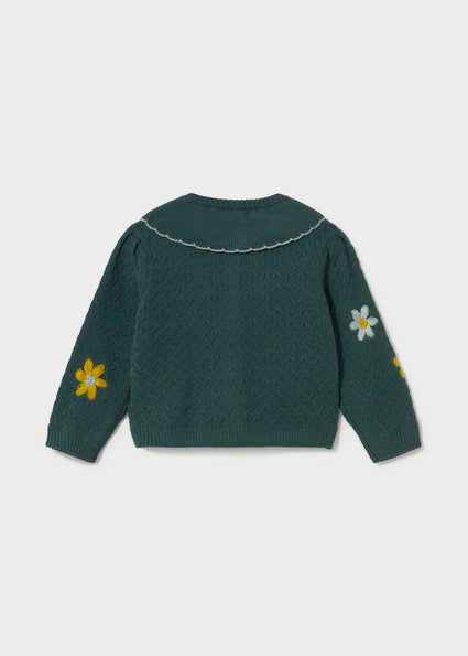 Mayoral Knit Floral Cardigan - Nenufar Green