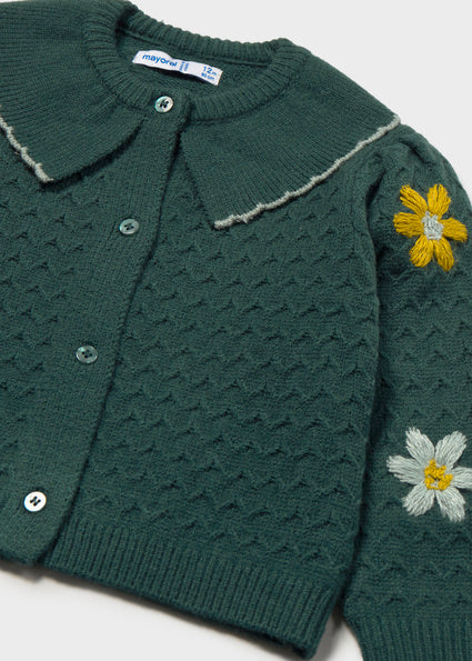 Mayoral Knit Floral Cardigan - Nenufar Green