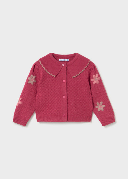 Mayoral Knit Floral Cardigan - Petal Mix
