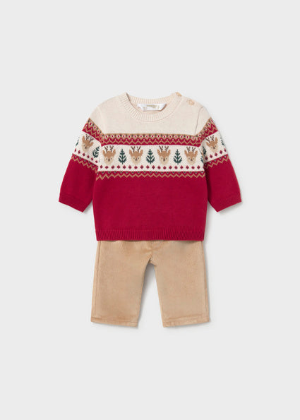 Mayoral Sweater and Pant Set - Printed Reindeer