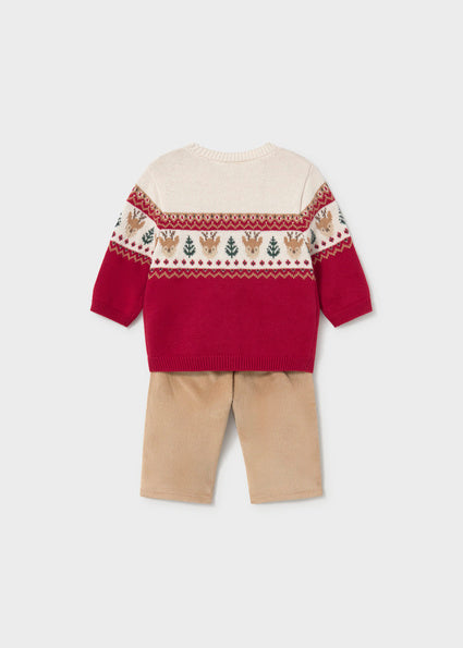 Mayoral Sweater and Pant Set - Printed Reindeer