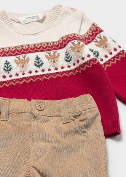 Mayoral Sweater and Pant Set - Printed Reindeer