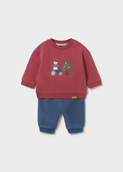 Mayoral Printed Pant and Sweater Set - Plum