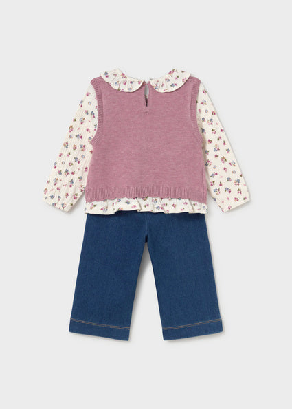 Mayoral 2pc Set with Attached Vest - Violet Mix