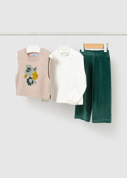 Mayoral 3pc Sweater Vest Set - Water Lily