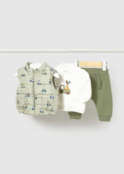 Mayoral 3pc Tracksuit with Printed Vest - Forest