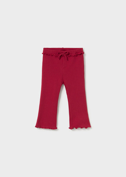 Mayoral Ribbed Ruffle Flare Leggings - Rooibos
