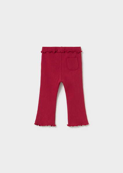 Mayoral Ribbed Ruffle Flare Leggings - Rooibos