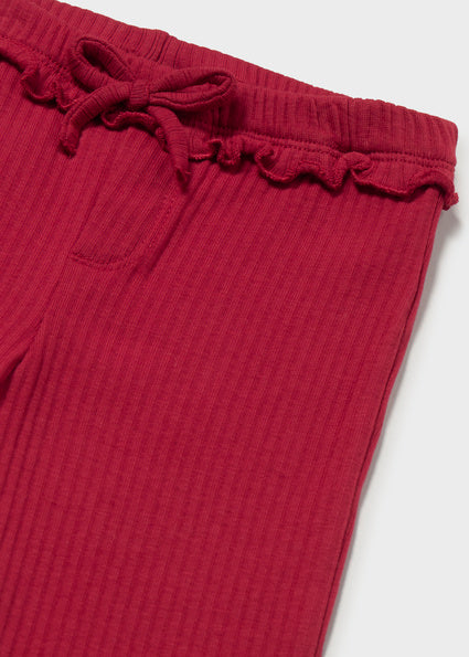 Mayoral Ribbed Ruffle Flare Leggings - Rooibos