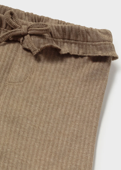 Mayoral Ribbed Ruffle Flare Leggings - Brown