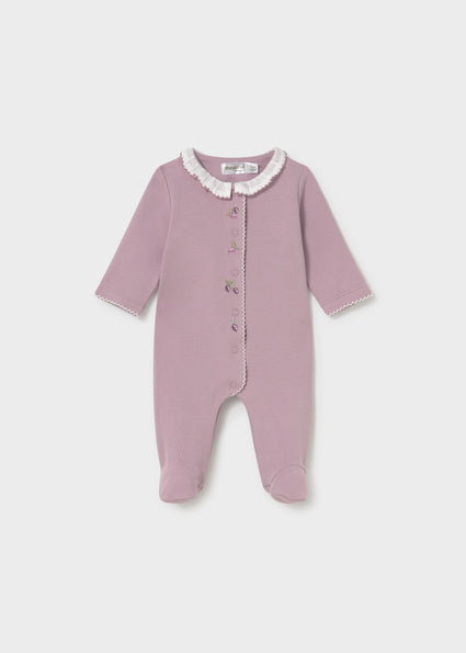Mayoral Collared Footed Romper - Mauve