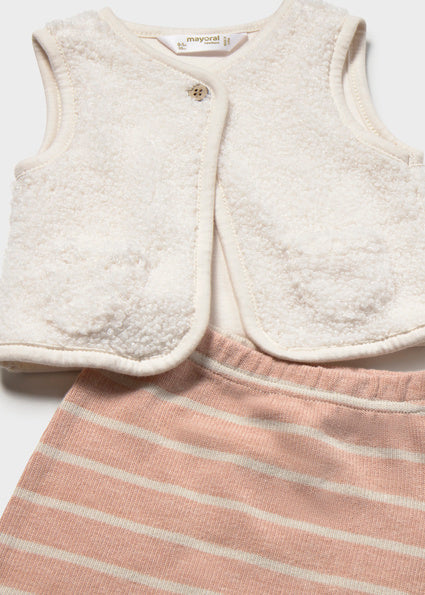 Mayoral 3pc Legging Set with Vest - Soft Pink