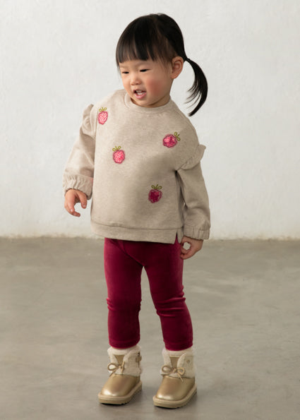 Mayoral Velvet Leggings and Sweater Set - Raspberry