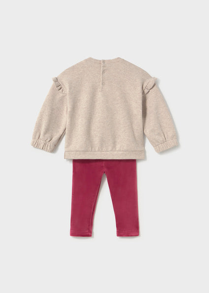 Mayoral Velvet Leggings and Sweater Set - Raspberry