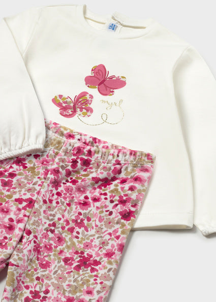 Mayoral Legging Set with Faux Fur Vest - Petal