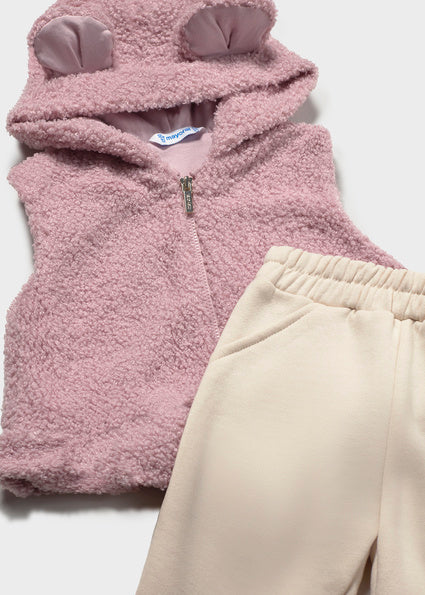 Mayoral Tracksuit with Fuzzy Vest - Light Khaki