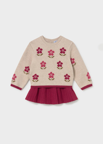Mayoral Skirt and Sweater Set - Raspberry