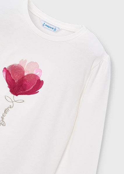 Mayoral Printed Long Sleeve Shirt - Natural Raspberry