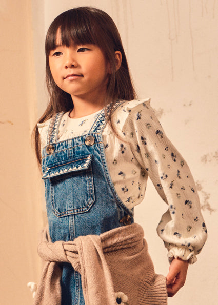 Mayoral Printed Crinkle Blouse - Blue Flowers