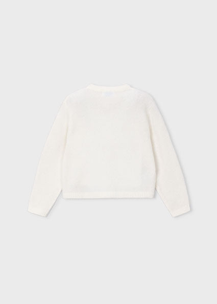 Mayoral Knit Cardigan with Bows - Natural