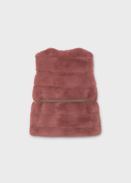 Mayoral Faux Fur Vest with Belt - Pinkish