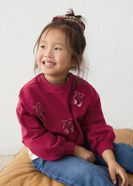 Mayoral Embroidered Sweatshirt - Cherry