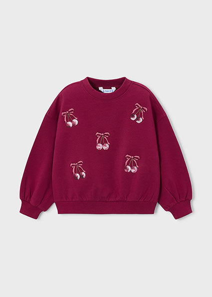 Mayoral Embroidered Sweatshirt - Cherry