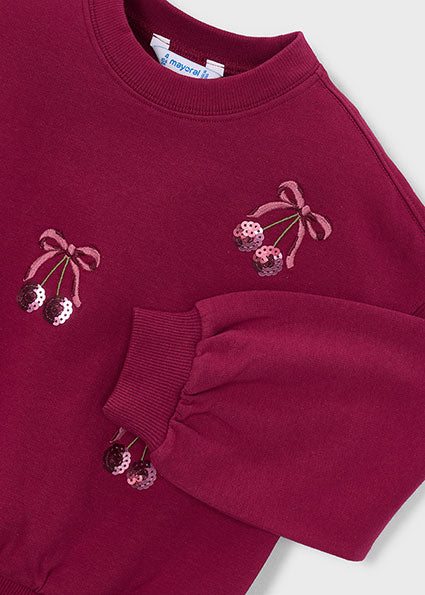 Mayoral Embroidered Sweatshirt - Cherry