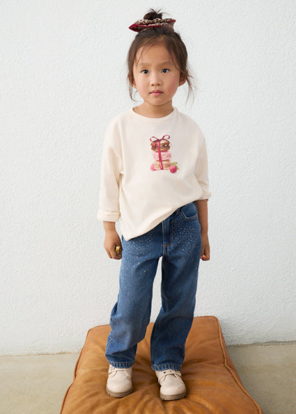 Mayoral Denim Pants with Sparkle Detail - Medium Denim